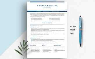 Minimalist Resume Template Word, Google Docs, Mac Pages | Professional CV | Modern Editable Resume