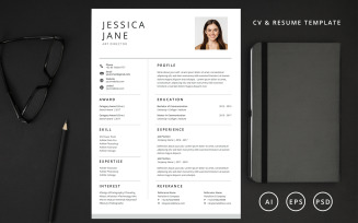 Professional CV And Resume Template- Jessica-Jane