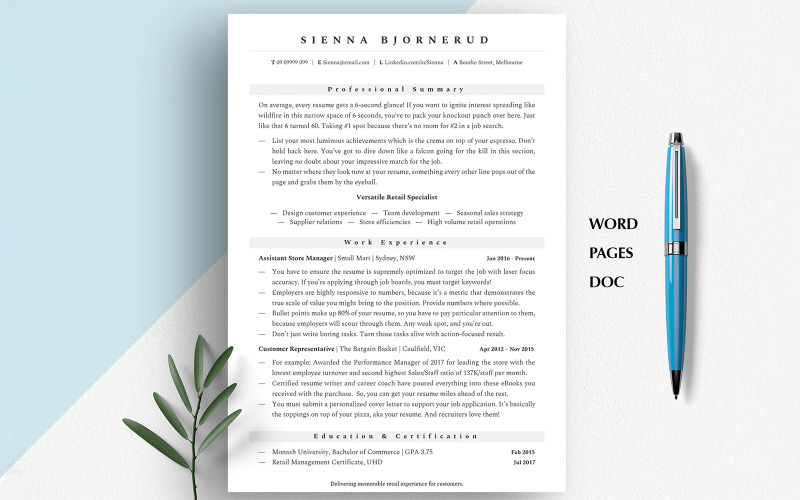 Store Manager Resume Template – Retail Management CV for Word, Pages & Google Docs, CV Template