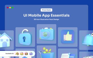 UI Mobile App Essentials 3D Icon Pack
