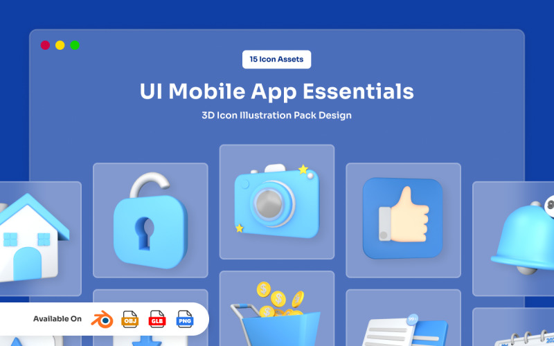 UI Mobile App Essentials 3D Icon Pack Model