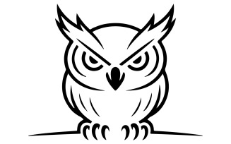 A logo illustration featuring a stylized owl
