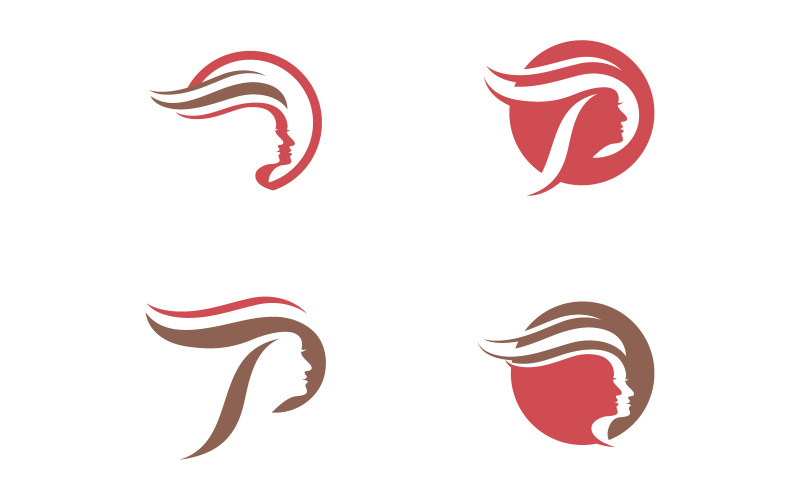 Beautiful Woman hair face character logo illustration v3.1 Logo Template
