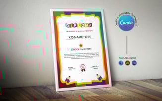 Editable Kids Graduation Certificate Template Canva and MS Word