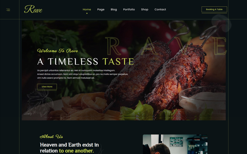 Rave Responsive Restaurant HTML5 Template Website Template