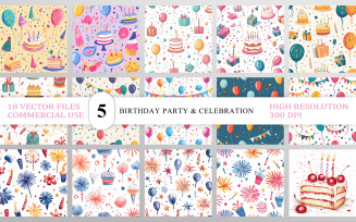 Birthday Party Seamless Pattern Vector | Birthday Party & Celebration | Happy Birthday Party