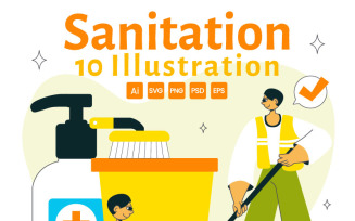 10 Sanitation Vector Illustration