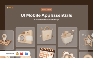 Mobile UI Essentials Soft 3D Icon Pack
