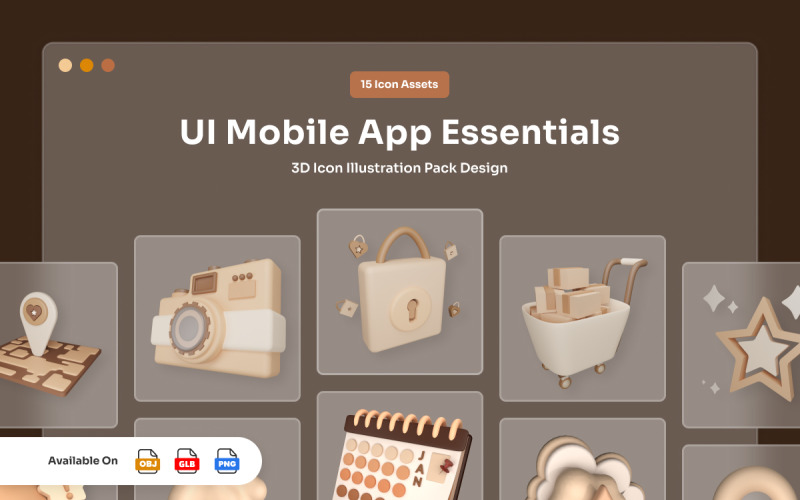 Mobile UI Essentials Soft 3D Icon Pack Model