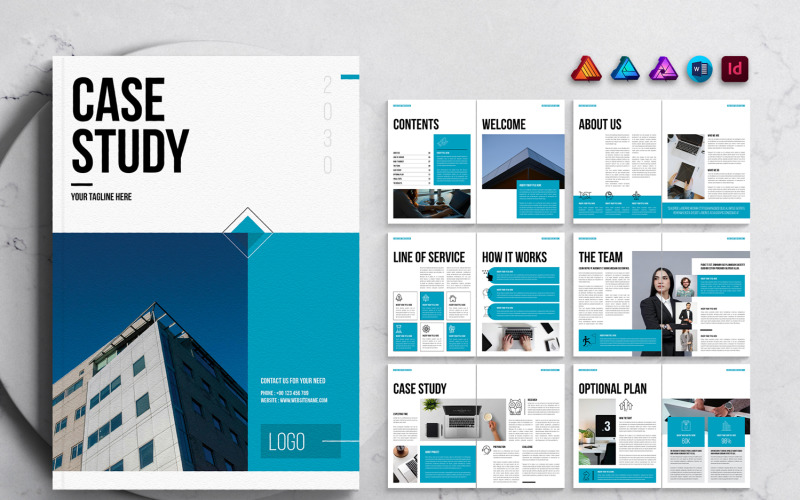 Case Study Template for MS Word, InDesign, Affinity Suites Magazine Template