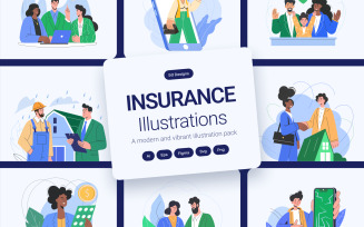 Insurance Illustration Art Set