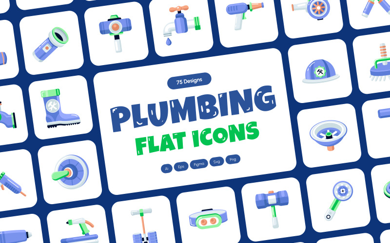 Modern Plumbing Icon Art Set Illustration