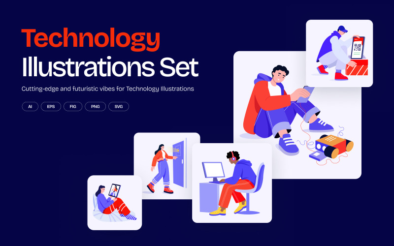 Technology Illustration Art Set