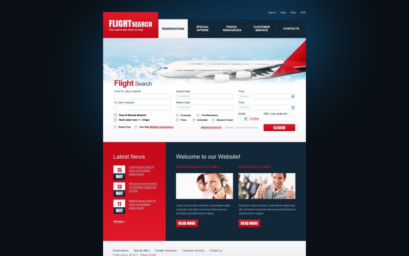Airline Tickets PSD Template