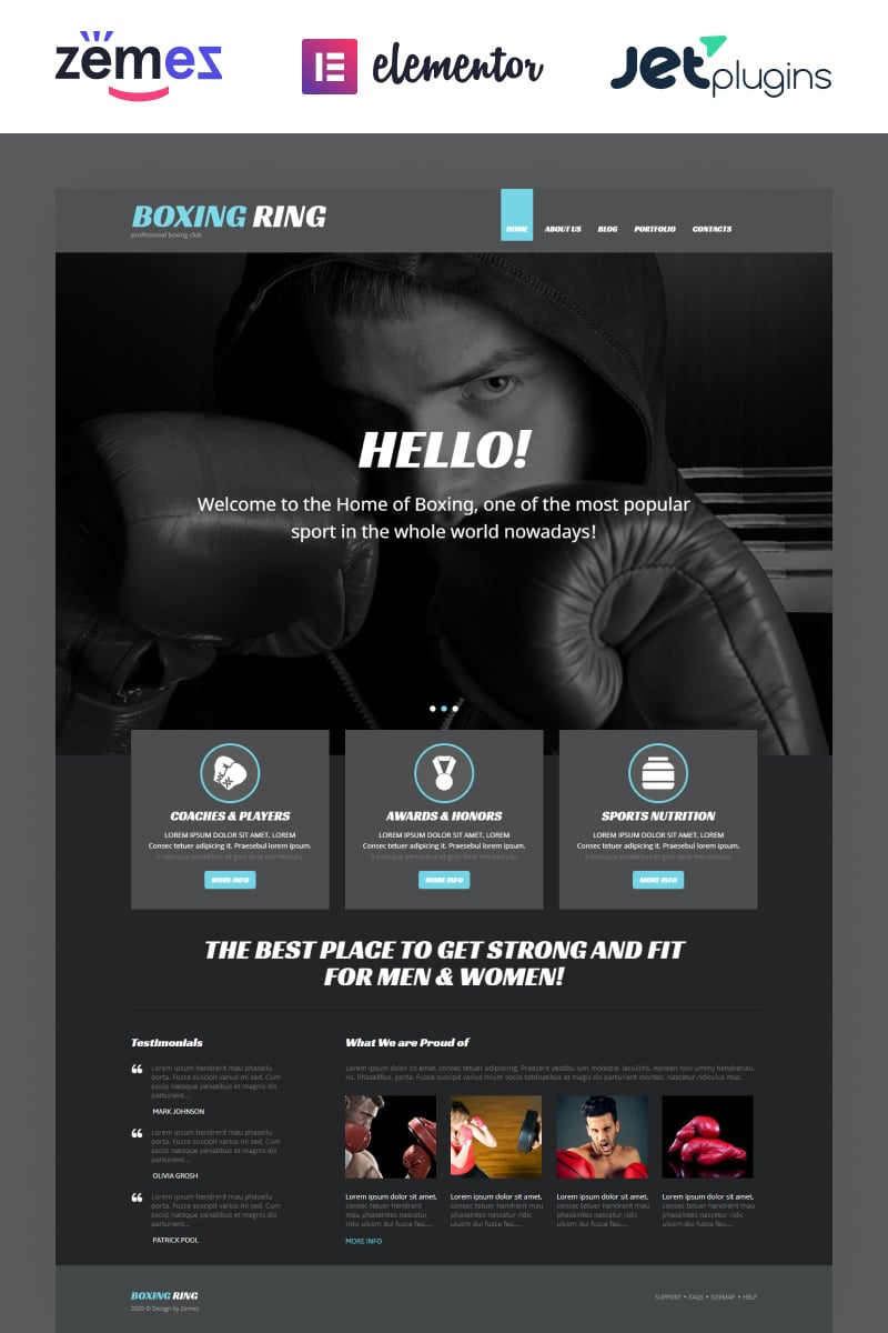 "Boxing Responsive" - адаптивний WordPress шаблон №54034