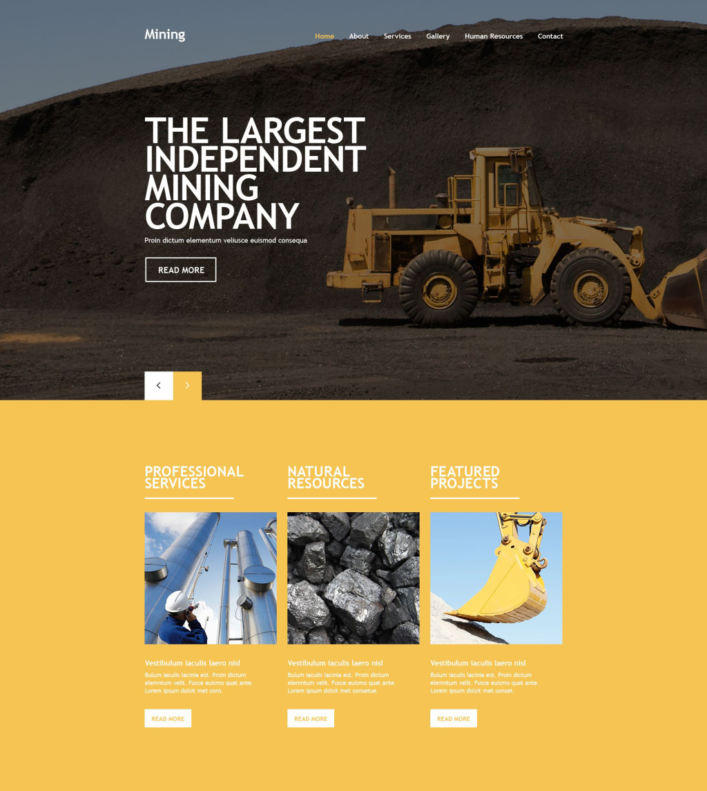 Demo Preview for Mining Company Website Template 54019