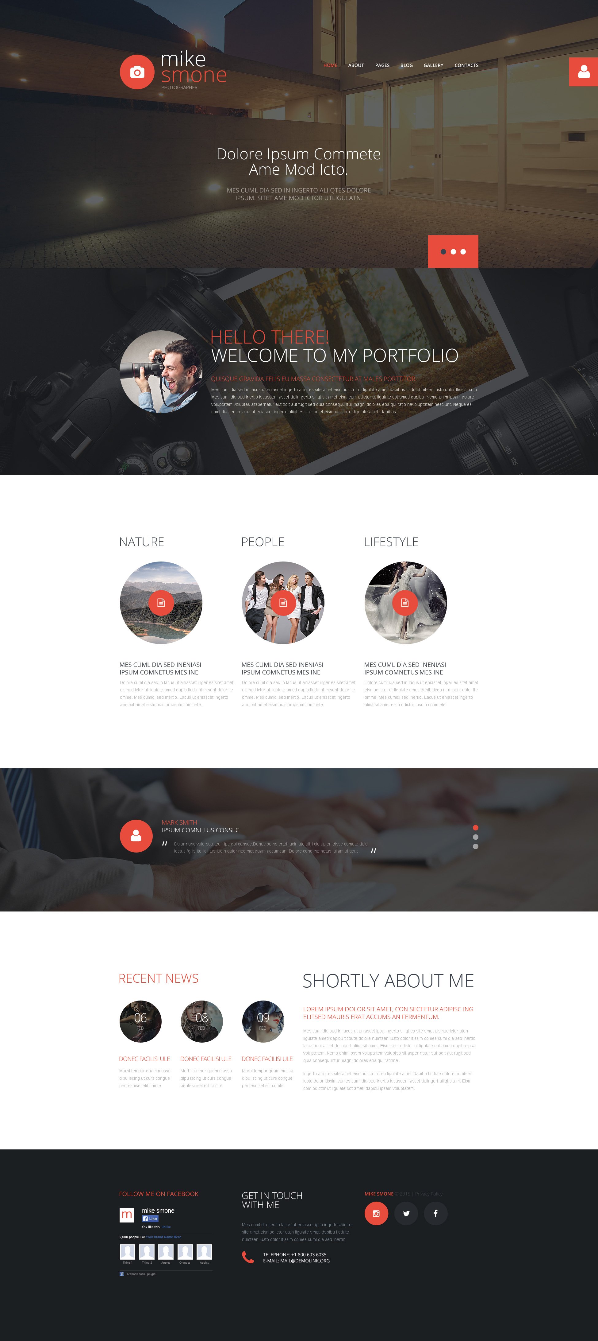 Modello Joomla Responsive #54026 "Mike Smone - Photographer Portfolio Modern" - screenshot