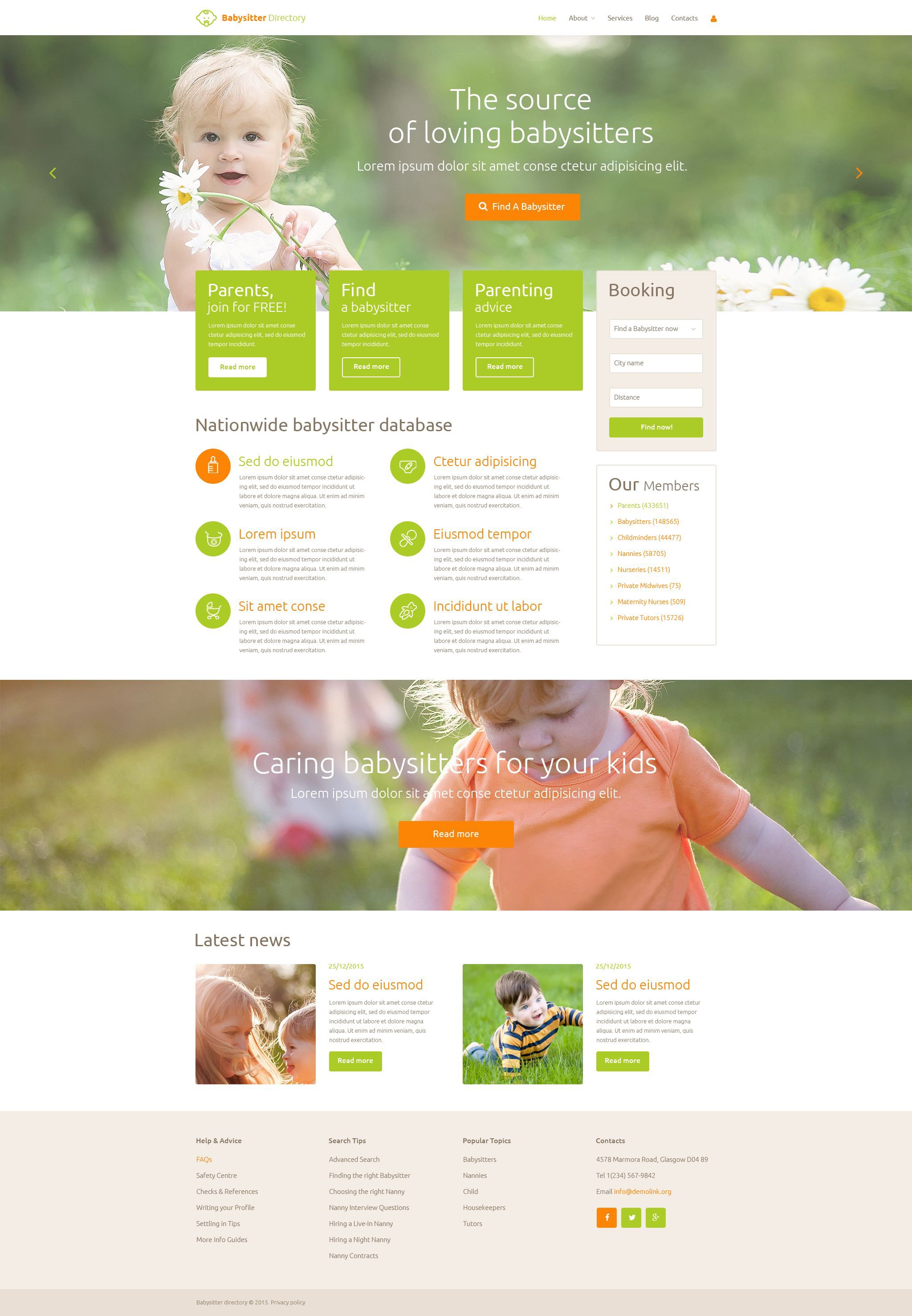 Tema De WordPress "Babysitter Directory" #54037