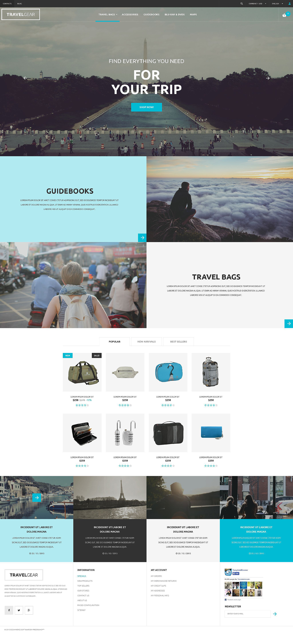 Travel Gear PrestaShop Theme New Screenshots BIG