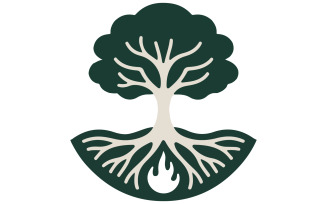 A logo with tree silhouette art