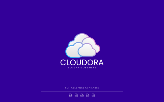 Gradient Line Art Cloud Logo Design