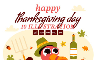 10 Happy Thanksgiving Day Illustration