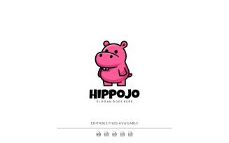 Mascot Hippopotamus Logo Design