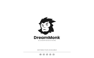 Modern Silhouette Monkey Head Logo