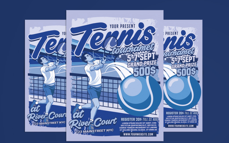 Tennis Tournament Retro Style Flyer Corporate Identity
