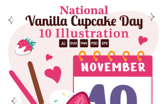 10 National Vanilla Cupcake Day Vector Illustration
