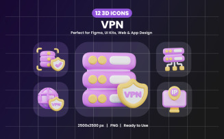 VPN 3D Icon Set Pack Design