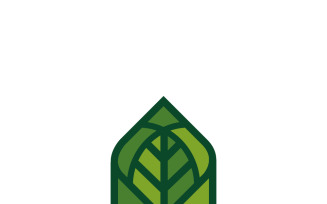 Eco-Friendly Leaf House Logo: Sustainable Home Design Symbol