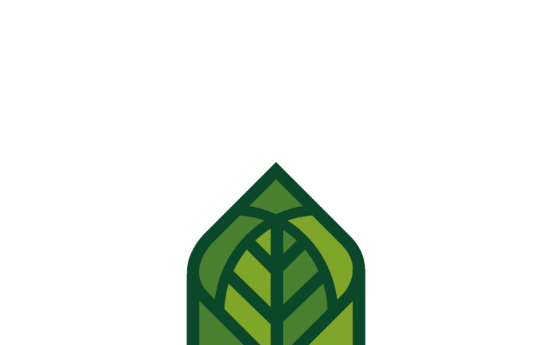 Eco-Friendly Leaf House Logo: Sustainable Home Design Symbol Logo Template