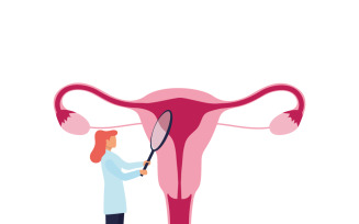 Female Gynecologist Tracking Menstrual Cycle Reproductive System Illustration