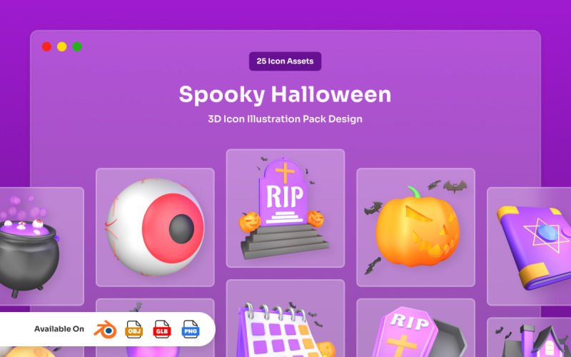 Spooky Halloween 3D Icon Pack Model