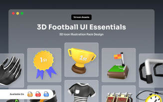 Clean 3D Soccer Icon Pack for UI/UX