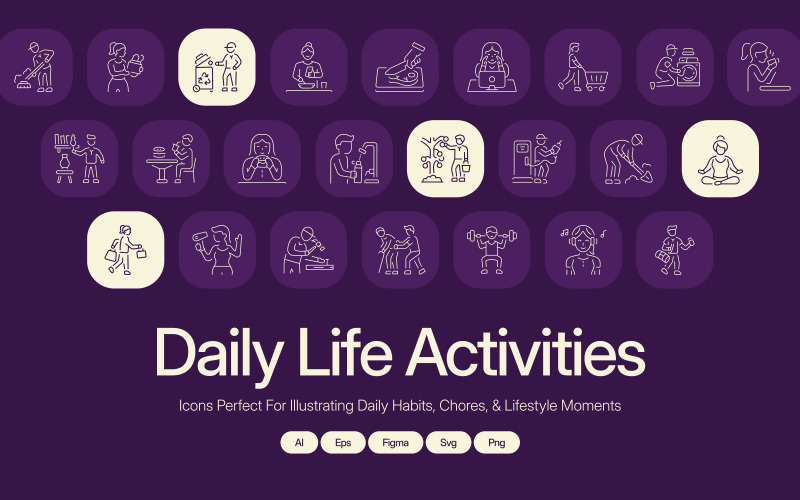 Daily Life Activities Icon Set