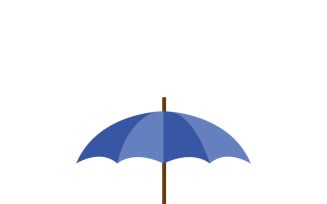 Flat Vector Umbrella Icon with Wooden Handle for Autumn Rain Protection