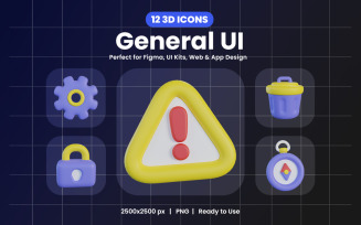 General UI 3D Icon Pack Design