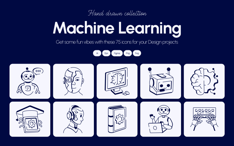 Machine Learning Doodle Icon Set