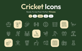 Modern Cricket Icon Art Set