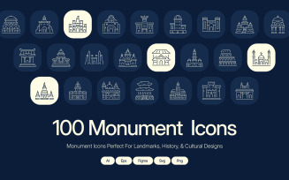 Modern Monument Icon Art Set