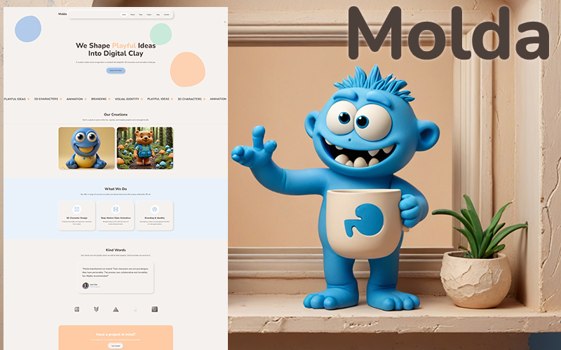 Molda - Creative Claymorphism Portfolio Template Website Template