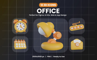 Office 3D Icon Pack Design