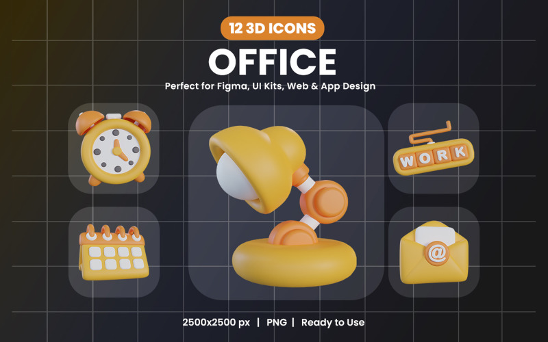 Office 3D Icon Pack Design Icon Set