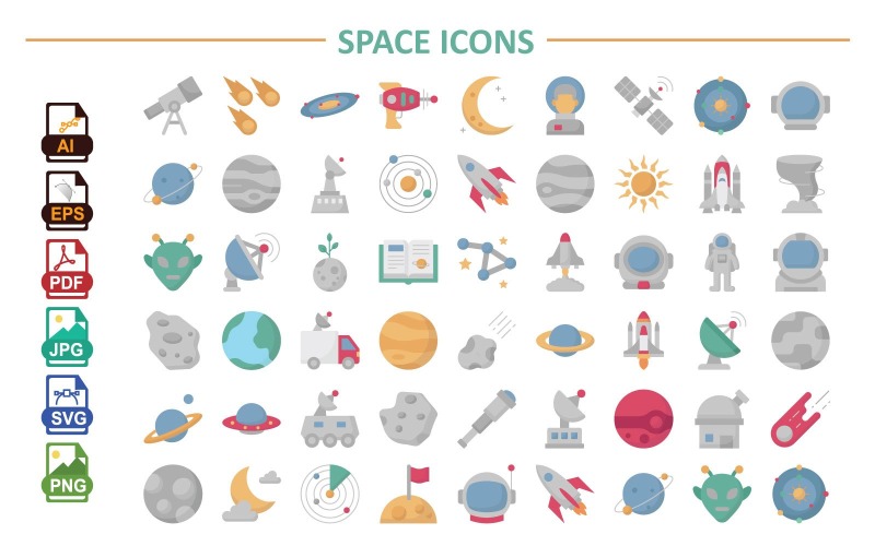 Space Icons Pack – Minimal and Modern Vector Set Icon Set