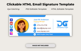 Minimal Email Signature PSD Template | Professional Photoshop Editable Design