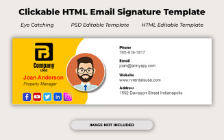 Minimal Email Signature PSD Template | Professional Photoshop Editable Designs