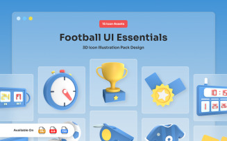 Premium 3D Football Icon Set for UI
