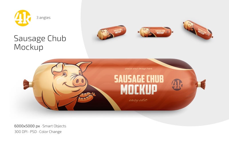 Sausage Chub Mockup PSD Template Product Mockup